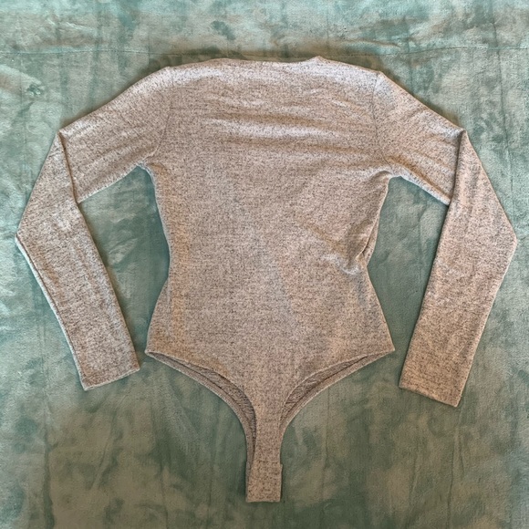 Heather Grey Long-Sleeve Wrap Bodysuit - Picture 2 of 2